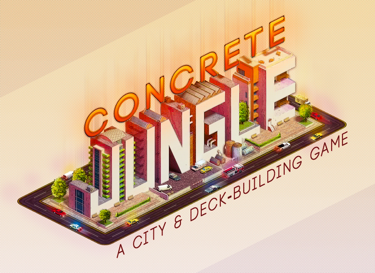 Concrete Jungle is a Kickstarter strategy simulation city building game with collectible card deck building aspects.